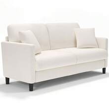 Teddy Velvet Sofa Modern Couch Love Seat Settee Room Apartment Office Couch - 65寸米色 - 查看 7
