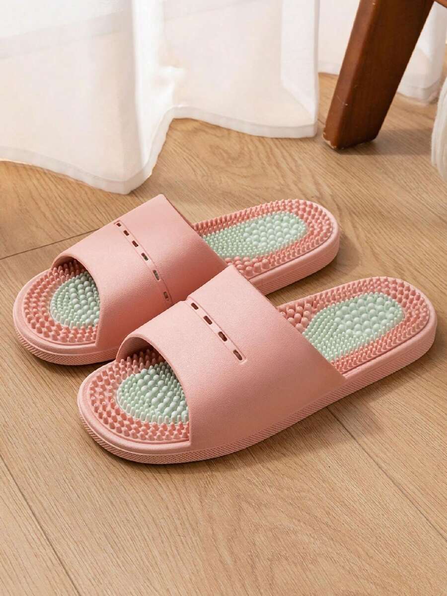 Men's Grey Massage Slippers, Foot Acupressure Point Design, Shower Sandals, Comfortable Soft Slip-Resistant Wear-Resistant Bathroom Shoes