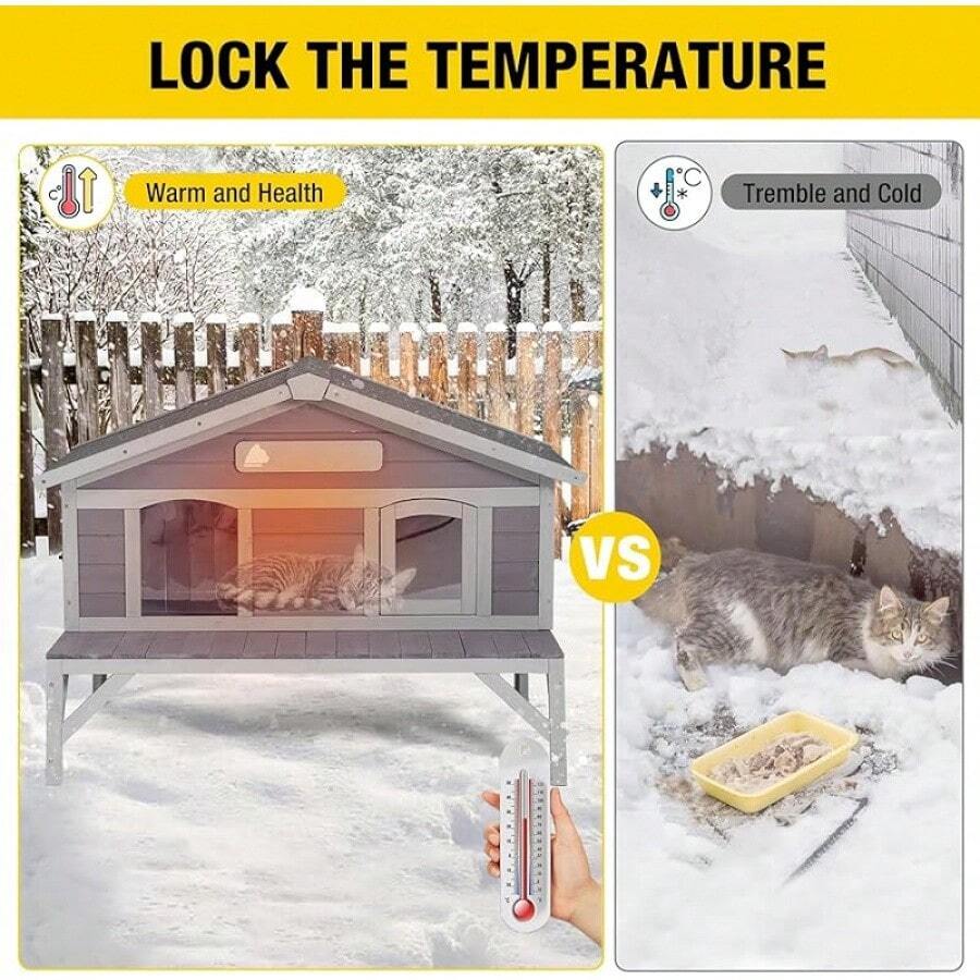 Outdoor Cat House 100 Insulated Feral Kitty Shelter With Liner