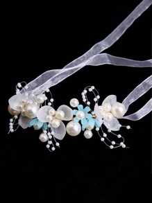 1pc Flower Girl Headpiece, Korean Princess Forest Style Floral Crown Headband, Suitable For Weddings, Parties, Formal Ceremonies, Pearl Flower Wreath Headband, Sweet European-Style Wedding Teen Headpiece. Valentine's Day Gift. - Multicolor - View 14