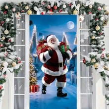 圣诞老人夜景门廊横幅 - 1 件，多用途聚酯纤维节日装饰，适用于圣诞派对门、墙壁庆祝活动，无需电力 - 1個 - 查看 1