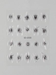 Miếng dán và đề can nghệ thuật móng tay hình bầu dục hình học - Miếng dán màu hồng cầu vồng có nhũ, Trang trí bằng giấy tự dính trên bề mặt nhựa, Nhũ, Dùng một lần, Bộ 12 miếng dán móng tay hình học hỗn hợp - Nhiều màu - Xem 2