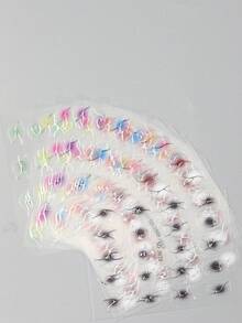 Miếng dán và đề can nghệ thuật móng tay hình bầu dục hình học - Miếng dán màu hồng cầu vồng có nhũ, Trang trí bằng giấy tự dính trên bề mặt nhựa, Nhũ, Dùng một lần, Bộ 12 miếng dán móng tay hình học hỗn hợp - Nhiều màu - Xem 6