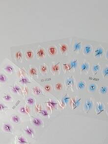 Miếng dán và đề can nghệ thuật móng tay hình bầu dục hình học - Miếng dán màu hồng cầu vồng có nhũ, Trang trí bằng giấy tự dính trên bề mặt nhựa, Nhũ, Dùng một lần, Bộ 12 miếng dán móng tay hình học hỗn hợp - Nhiều màu - Xem 7