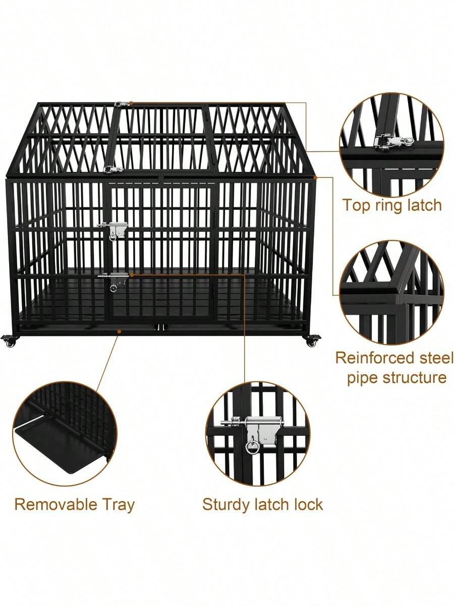 45 Inch Heavy Duty Dog Crate With Locking Latch, Large Kennel With