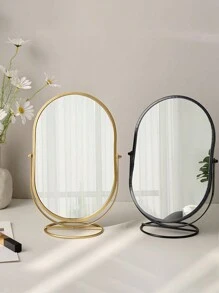 1 Piece Desktop Light Luxury Makeup Mirror, Oval 360° Rotatable Cosmetic Mirror For Counter, Bedroom Decoration Perfect Choice,Makeup,Cheap,Room Decor,Vanity,Travel,Bedroom,Makeup Accessories,Mirror,Vanity Mirror