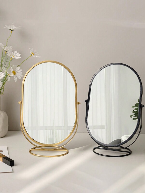 1 Piece Desktop Light Luxury Makeup Mirror, Oval 360° Rotatable Cosmetic Mirror For Counter, Bedroom Decoration Perfect Choice,Makeup,Cheap,Room Decor,Vanity,Travel,Bedroom,Makeup Accessories,Mirror,Vanity Mirror