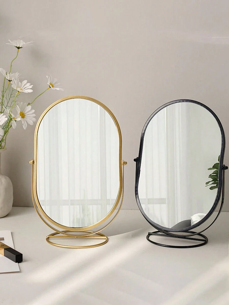 1 Piece Desktop Light Luxury Makeup Mirror, Oval 360° Rotatable Cosmetic Mirror For Counter, Bedroom Decoration Perfect Choice,Makeup,Cheap,Room Decor,Vanity,Travel,Bedroom,Makeup Accessories,Mirror,Vanity Mirror