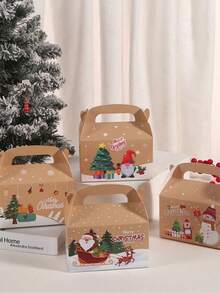 12 个随机款式圣诞礼品纸袋散装带手柄包装圣诞圣诞礼品袋圣诞礼品篮圣诞礼品袋 - 圣诞礼物袋节日礼物 - 牛皮紙系列 - 查看 5