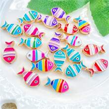 10 mặt dây chuyền giọt dầu hình cá nhiều màu DIY thủ công, dùng làm vòng tay, hoa tai, vòng cổ, phụ kiện trang sức bằng hợp kim - cá nhỏ - Xem 9