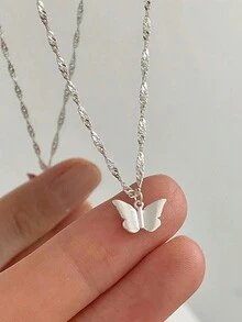 1 chiếc vòng cổ mặt bướm bằng bạc Sterling 925, thiết kế tối giản thanh lịch, phong cách ngọt ngào, vòng cổ choker, thời trang để đeo hàng ngày và làm quà tặng, phù hợp với mọi mùa - Loại bướm - Xem 2