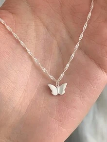1 chiếc vòng cổ mặt bướm bằng bạc Sterling 925, thiết kế tối giản thanh lịch, phong cách ngọt ngào, vòng cổ choker, thời trang để đeo hàng ngày và làm quà tặng, phù hợp với mọi mùa - Loại bướm - Xem 1