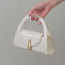 Ví cầm tay màu trắng sang trọng có khóa vàng cho tiệc tối của phụ nữ - trắng - Xem 3