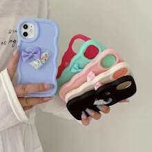 1 件心形蝴蝶结波浪大理石马卡龙手机壳，适用于 16 Pro Max、Galaxy A14、S24 Ultra、Redmi Note 9 4G - 粉色 - 查看 4