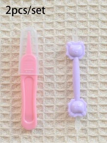 2pcs/Set Ear Cleaning Clip Set, Infant Nasal Aspirator For Clearing Mucus,Newborn Baby Nose Cleaning Tweezers, Baby Nose Cleaner And Ear Wax Removal Tool. Baby Care Gadget . Snot Booger Picker For Newborns, Infants & Toddlers - Pink + Purple - View 8