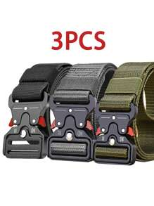 3/2/1pc New Men's Casual Nylon Belt Tactical Quick Release Buckle Outdoor Training Pants Belt Workwear Belt Summer, School