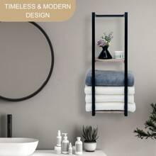 1pc 2-Tier Wall Mounted Towel Rack, Contemporary Metal Wall-Mounted Towel Rack - Multifunctional Bathroom Organizer, Easy Assembly, Space Saving Bathroom Organizer For Home, Bedroom, Towels, Hand Towels, Bath Towels.