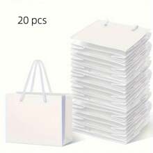 20 个迷你白色简约时尚手提礼品袋，圣诞派对礼品袋，婚礼/生日派对礼品包装袋（牛皮纸），适用于母亲节、伴娘礼物、毕业礼物、生日礼物、结婚礼物、生日、新娘、婚礼 - 白色 - 查看 1