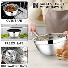 26pcs Mixing Bowl With Lid, Stainless Steel Mixing Bowl With 3 Grater Attachments, Metal Nesting Bowl And Black Airtight Lid, For Baking/Cooking