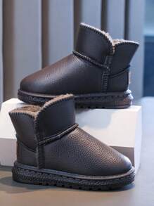 Kids Snow Boots, Boys Short Boots 2025 New Winter Thermal Lined Warm Baby Shoes, Girls Boots Waterproof Anti-Slip Snow Boots - Grey - View 1