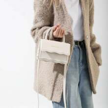 Women Handbag Crossbody Shoulder Bag PU Synthetic Leather Elegant Chic Fashion - Màu be - Xem 3