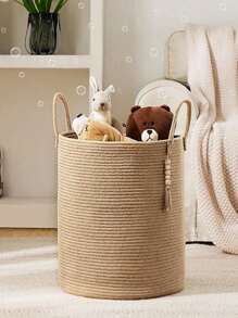 1 Miếng Dung lượng lớn Gấp lại Dệt Đồ chơi Giỏ lưu trữ , Giỏ đựng đồ giặt Rổ , Em bé Sản phẩm Hộp đựng - Màu Khaki - Xem 10