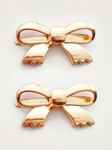 2 件装蝴蝶结装饰时尚饰品 DIY 包包别针 蝴蝶结钥匙扣可爱别针 - 金色 - 查看 3