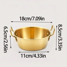 1 件不锈钢金色双耳小吃盘，创意糖果薯条篮托盘，学校用品 - 圓形把手 - 查看 17