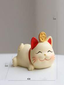圣诞节装饰招财猫摆件办公室家居店铺开业创意小车树脂工艺礼品客厅茶几玄关桌面小乔迁简约招财装饰品 - 彩色 - 查看 10