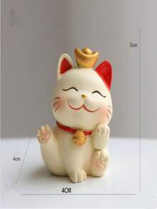 圣诞节装饰招财猫摆件办公室家居店铺开业创意小车树脂工艺礼品客厅茶几玄关桌面小乔迁简约招财装饰品 - 彩色 - 查看 9
