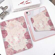 Khe cắm bút + Vỏ máy tính bảng xoay 720° tương thích với Ipad 9th/10th Air4/5/6, Galaxy Tab A8/S6 Lite10,4 inch/A7/A8/A9 8,7 inch A9+/S9FE Vỏ bảo vệ chống sốc bằng da PU họa tiết hành tinh màu hồng anh đào tình yêu, hỗ trợ chế độ Ngủ/Đánh thức tự động - Bụi hồng - Xem 3