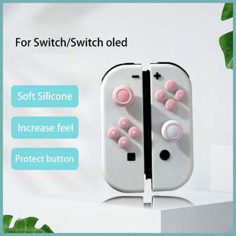 1 Set Soft Colorful Button Stickers + Joystick Cap Cover Set, Non-Slip, Compatible With Switch/Switch OLED Controller