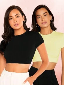 ADAMAS ATACADISTA KIT 2 CROPPED SUPLEX SHORT SLEEVE TOPS BEAUTIFUL - 黑色和黃色 - 查看 1