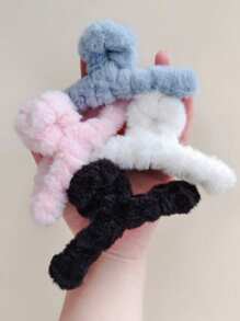 4/3 Piezas Pinzas para el cabello de niñas con diseño de peluche colorido, pasadores de cabello lindos y esponjosos, accesorios para el cabello para uso diario, pinzas para el cabello, sujetadores de cabello, recogedor de cabello, casual