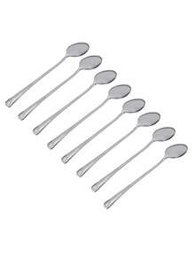 1PC/8PCS 长柄冰茶匙、咖啡勺、冰淇淋搅拌勺、家用餐具 - 銀色 - 查看 8