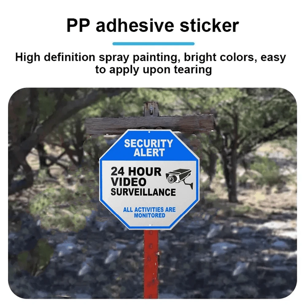 Señal de advertencia - Cartel de cámara de seguridad, señal de seguridad reflectante, señal de prohibido el paso, señal de vigilancia CCTV, señal de cámara de seguridad para exteriores del hogar - Multicolor - Ver 1
