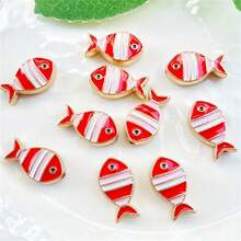 10 mặt dây chuyền giọt dầu hình cá nhiều màu DIY thủ công, dùng làm vòng tay, hoa tai, vòng cổ, phụ kiện trang sức bằng hợp kim - cá nhỏ - Xem 2