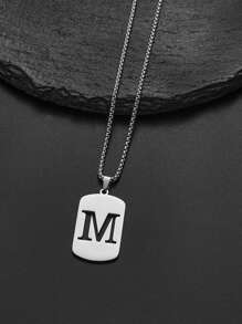 1 pièce Collier en acier de titane avec 26 lettres anglaises pour hommes et femmes, étudiants et couples, design minimaliste, polyvalent, collier de bénédiction initiale, convient pour un port quotidien, fête, Noël, Saint-Valentin, cadeau - Argent - Voir 29