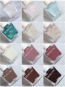 REALCHIC 10毫升/瓶 巧克力棕色水性指甲油，快干，持久，可撕拉，适合女性和女孩的美甲艺术，秋冬季颜色，节日礼物 - 巧克力棕 - 查看 5