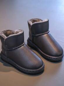 Kids Snow Boots, Boys Short Boots 2025 New Winter Thermal Lined Warm Baby Shoes, Girls Boots Waterproof Anti-Slip Snow Boots - Grey - View 3