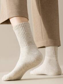 2 双高端 95% 羊毛男士袜子，保暖中筒袜，保暖、防臭、吸湿排汗、学院风条纹、毛绒绒、地板袜，适合秋冬季 - 毛圈[經典組合] - 查看 7