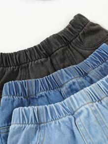 3pcs/Set Toddler Boys/Girls Casual Versatile Simple Comfortable Denim Pants Set - Multicolor - View 3