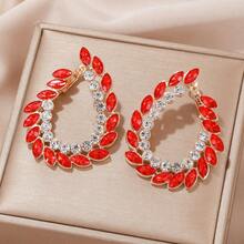 1 Cặp bông tai hình giọt nước bằng đá Rhinestone rỗng thời trang và quý phái, đồ trang trí đầy màu sắc và thanh lịch, quà tặng thích hợp cho phụ nữ - Nhiều màu - Xem 8