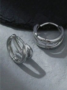 1 对极简主义双层弧形耳环，适合男士日常、节日、派对佩戴圣诞节新年情人节节日礼物 - 彩色 - 查看 4