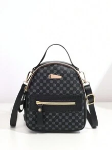 Adjustable Strap Work Backpack, Zipper Commuter Purse - Black - View 10