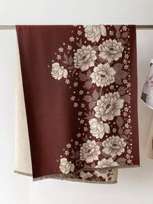 FADZOYLE 1 chiếc khăn choàng họa tiết hoa cho nam và nữ, khăn choàng và khăn quấn mùa thu đông ấm áp bằng vải cashmere, khăn choàng lớn mềm mại, chống gió, có điều hòa, dùng hàng ngày cho váy cưới buổi tối - khăn quàng cổ - Xem 10