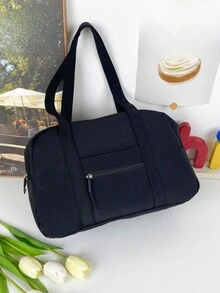 高品质手提包和单肩包，女士时尚休闲大容量旅行包旅行收纳包旅行装备机场旅行用品衣服行李包圣诞礼物创意女士女孩圣诞礼物送给妈妈生日礼物妈妈朋友感恩节感谢礼物 - 黑色 - 查看 4