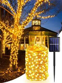 1pc Solar Outdoor Lights, Copper Wire 8 Modes Solar Fairy Tale Lights Garden Yard Tree Christmas Party Wedding