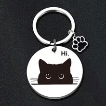 1件猫咪爱好者礼物 - 有趣的万圣节黑猫钥匙扣，适合猫爸、猫妈和其他猫咪爱好者，时尚别致，适合万圣节、圣诞节、生日、周年纪念日、新年礼物、汽车装饰、包包挂件，卡通可爱哥特风格，Y2K时尚 - 銀色 - 查看 2