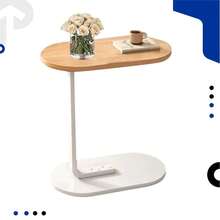 Decorative Side Table Oval Corner Support Sofa Bed Multipurpose - 米色 - 查看 3